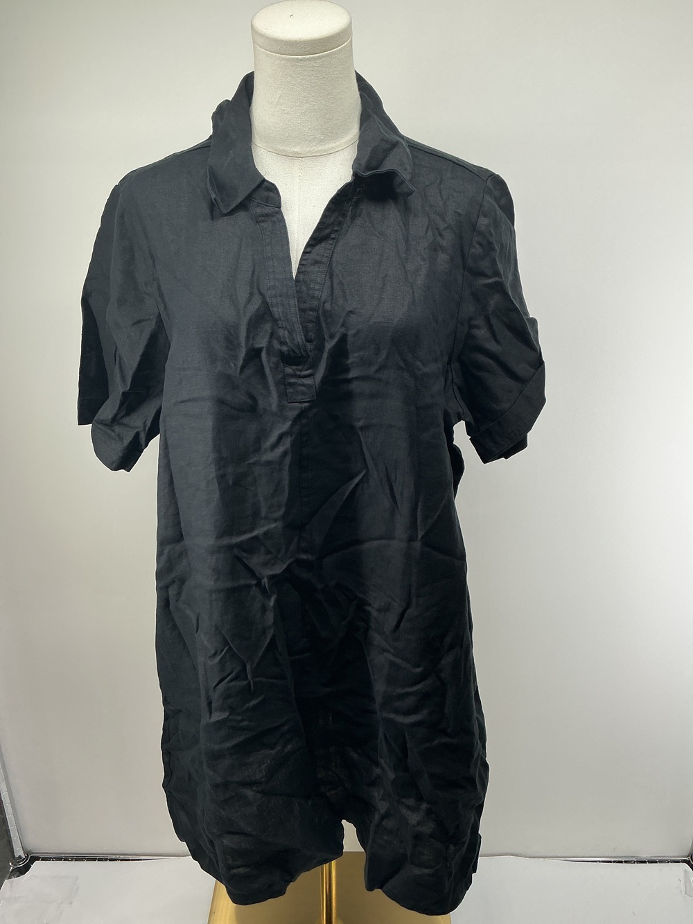 100% European Linen Popover Mini Dress